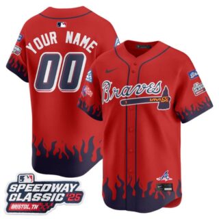 Custom Atlanta Braves 2025 Speedway Classic Limited Jersey V2 - All Stitched Red