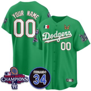 Custom Los Angeles Dodgers Mexican For 34 Custom Jersey - All Stitched Green