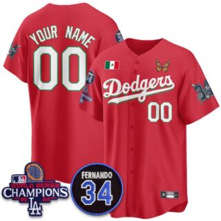 Custom Los Angeles Dodgers Mexican For 34 Custom Jersey - All Stitched Red