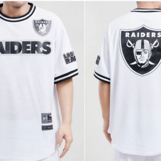 Custom Men's NFL Las Vegas Raiders LOGO CLASSIC MESH BUTTON UP SHIRT White