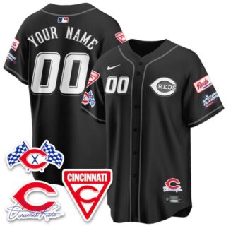 Custom Men's Cincinnati Reds 2025 Speedway Limited Jersey V1 - All Stitched Black