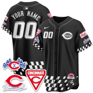 Custom Men's Cincinnati Reds 2025 Speedway Limited Jersey V2 - All Stitched Black