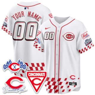 Custom Men's Cincinnati Reds 2025 Speedway Limited Jersey V2 - All Stitched White