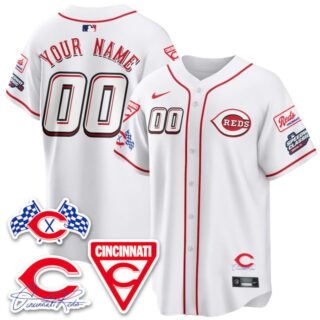 Custom Men's Cincinnati Reds 2025 Speedway Limited Jersey V2 - All Stitched White