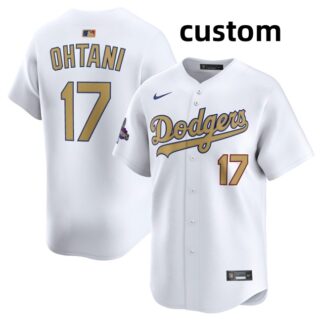Custom Men's Los Angeles Dodgers White 2025 Gold Collection Limited Stitched Baseball Jersey