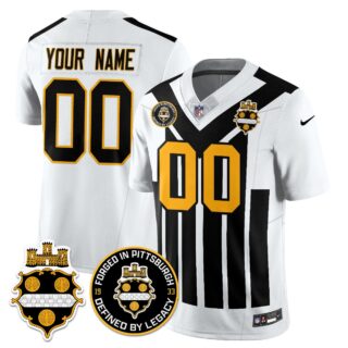 Custom Men's Pittsburgh Steelers White Alternate 1933 Throwback Limited Jersey All Stitched