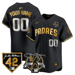 Custom San Diego Padres 2024 Tony Gwynn & Robinson Patch Vapor Premier Limited Jersey Black