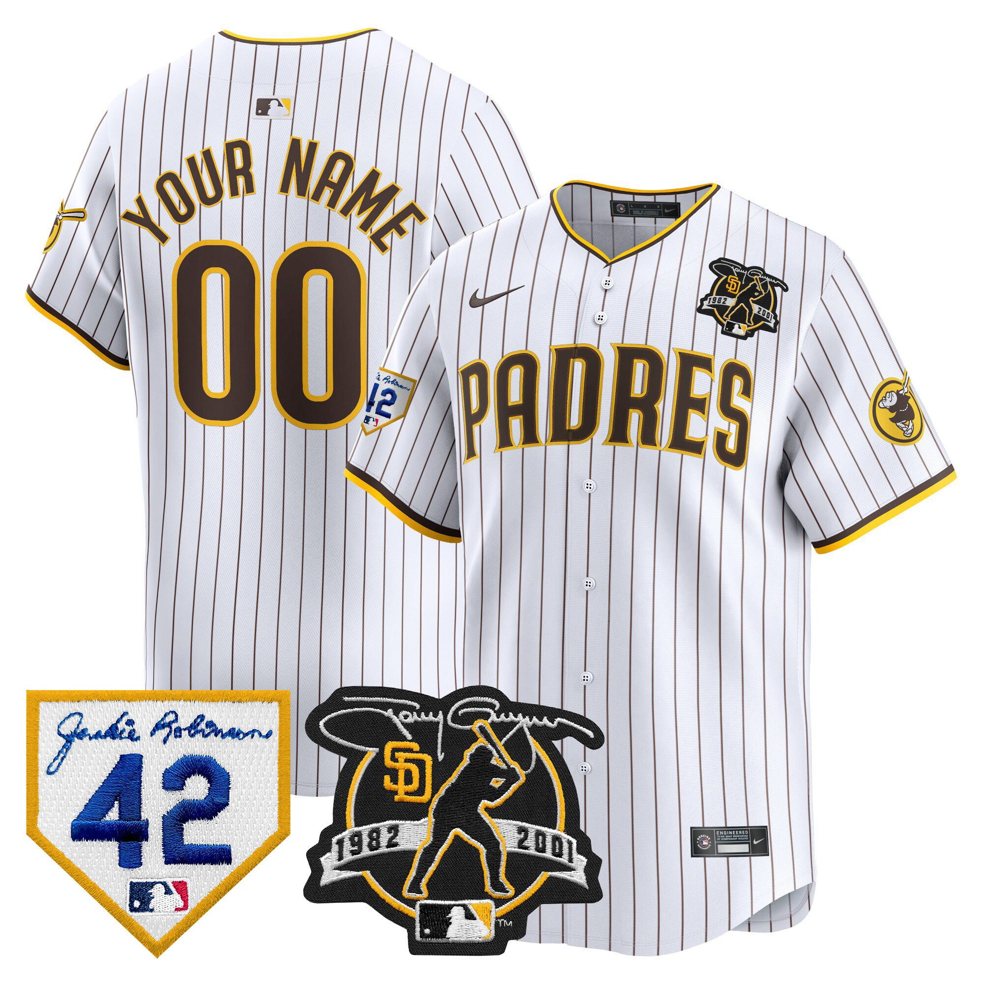 Custom San Diego Padres 2024 Tony Gwynn & Robinson Patch Vapor Premier Limited Jersey White