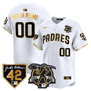 Custom San Diego Padres 2024 Tony Gwynn & Robinson Patch Vapor Premier Limited Jersey White Gold