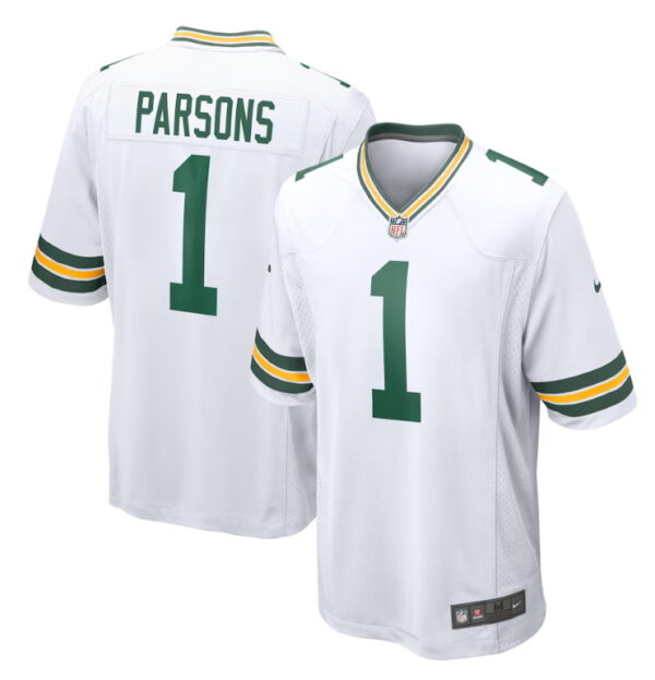 Men's #1 Micah Parsons White Green Bay Packers Game Jersey