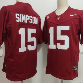 Men's Alabama Crimson Tide #15 Ty Simpson Red F.U.S.E Stitched Football Jersey