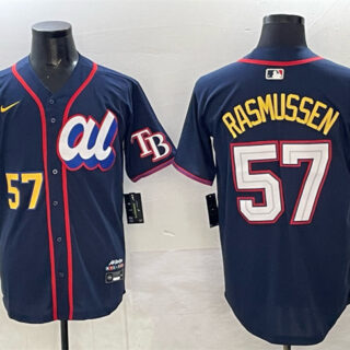 Men's American League #57 Drew Rasmussen Navy 2025 All-Star Edition Limited Stitched Baseball Jersey