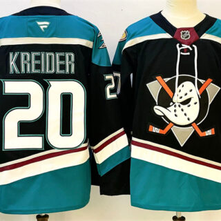 Men's Anaheim Ducks #20 Chris Kreider Black Teal 2024-25 Stitched Jersey