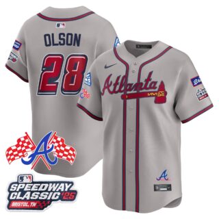 Men's Atlanta Braves #28 Matt Olson 2025 Speedway Classic Limited Jersey V1 All Stitched