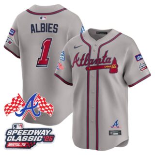 Men's Atlanta Braves #1 Ozzie Albies 2025 Speedway Classic Limited Jersey V1 All Stitched
