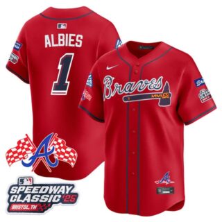 Men's Atlanta Braves #1 Ozzie Albies 2025 Speedway Classic Limited Jersey V1 All Stitched