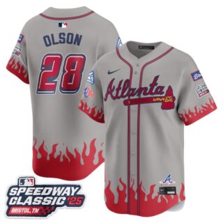 Men's Atlanta Braves #28 Matt Olson 2025 Speedway Classic Limited Jersey V2 All Stitched