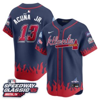 Men's Atlanta Braves #13 Ronald Acuna Jr. 2025 Speedway Classic Limited Jersey V2 All Stitched