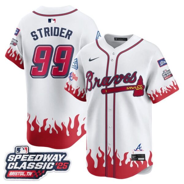 Men's Atlanta Braves #99 Spencer Strider 2025 Speedway Classic Limited Jersey V2 All Stitched