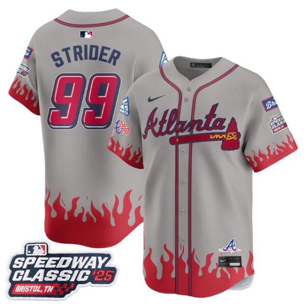 Men's Atlanta Braves #99 Spencer Strider 2025 Speedway Classic Limited Jersey V2 All Stitched