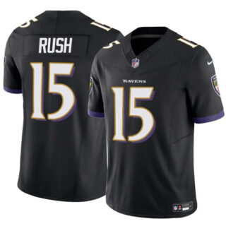 Men's Baltimore Ravens #15 Cooper Rush Black 2025 F.U.S.E Vapor Limited Football Jersey