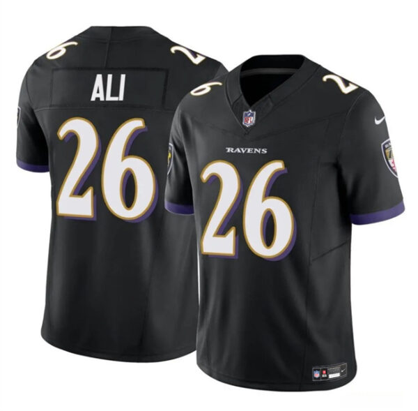 Men's Baltimore Ravens #26 Rasheen Ali Black 2025 F.U.S.E Vapor Limited Football Jersey