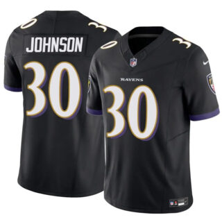 Men's Baltimore Ravens #30 D'Ernest Johnson Black 2025 F.U.S.E Vapor Limited Football Jersey