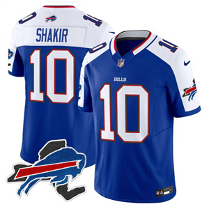 Men's #10 Khalil Shakir Buffalo Bills New York Patch Vapor Limited Jersey All Stitched
