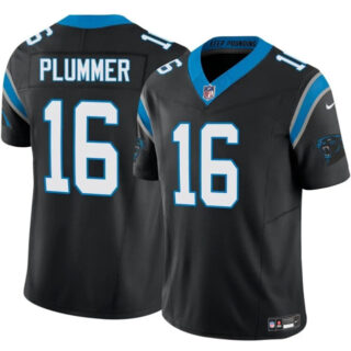 Men's Carolina Panthers #16 Jack Plummer Black 2024 F.U.S.E. Vapor Limited Stitched Football Jersey
