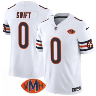 Men's Chicago Bears #0 D'Andre Swift White 2025 F.U.S.E. With VMH Patch Vapor Untouchable Limited Stitched Football Jersey