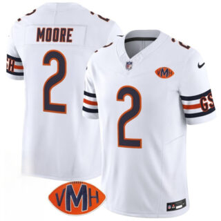Men's Chicago Bears #2 D.J. Moore White 2025 F.U.S.E. With VMH Patch Vapor Untouchable Limited Stitched Football Jersey