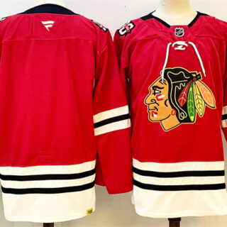 Men's Chicago Blackhawks Blank Red 2025 Home 100th Anniversary Stitched Hockey Jersey