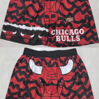Men's Chicago Bulls Black Red Shorts (Run Small)