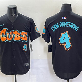 Men's Chicago Cubs #4 Pete Crow-Armstrong Black 'Graffiti North Side Edition' Vapor Premier Limited Stitched Baseball Jersey