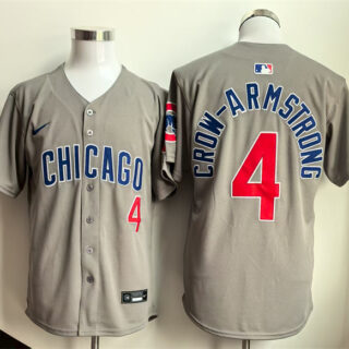 Men's Chicago Cubs #4 Pete Crow-Armstrong Grey Limited Stitched Baseball Jersey