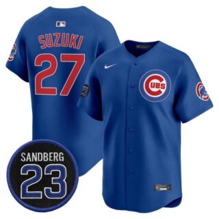 Men's Chicago Cubs 'Ryne Sandberg Tribute' Vapor Premier Limited Jersey V2 All Stitched #27 Seiya Suzuki