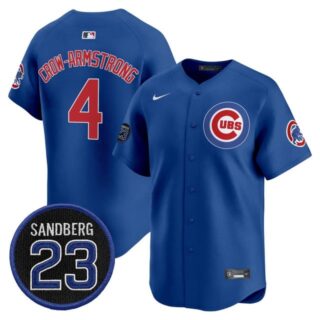 Men's Chicago Cubs 'Ryne Sandberg Tribute' Vapor Premier Limited Jersey V2 All Stitched #4 Pete Crow-Armstrong