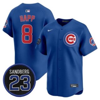 Men's Chicago Cubs 'Ryne Sandberg Tribute' Vapor Premier Limited Jersey V2 All Stitched #8 Ian Happ