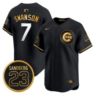 Men's Chicago Cubs 'Ryne Sandberg Tribute' Vapor Premier Limited Jersey V2 All Stitched #7 Dansby Swanson