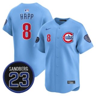 Men's Chicago Cubs 'Ryne Sandberg Tribute' Vapor Premier Limited Jersey V2 All Stitched #8 Ian Happ