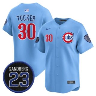 Men's Chicago Cubs 'Ryne Sandberg Tribute' Vapor Premier Limited Jersey V2 All Stitched #30 Kyle Tucker