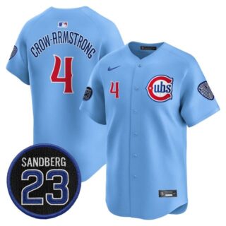 Men's Chicago Cubs 'Ryne Sandberg Tribute' Vapor Premier Limited Jersey V2 All Stitched #4 Pete Crow-Armstrong