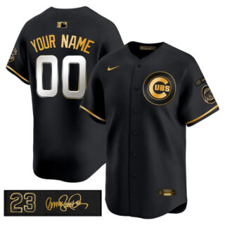 Men's Chicago Cubs Active Player Custom Black Gold 'Ryne Sandberg Tribute' Vapor Limited V3 Stitched Baseball Jersey