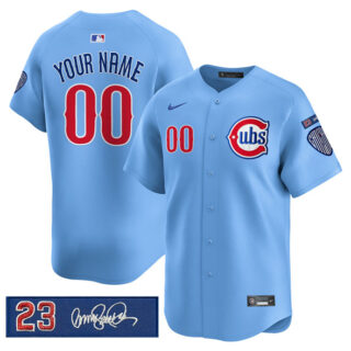 Men's Chicago Cubs Active Player Custom Blue 'Ryne Sandberg Tribute' Vapor Limited V3 Stitched Baseball Jersey