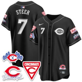 Men's Cincinnati Reds #7 Spencer Steer 2025 Speedway Limited Jersey V1 All Stitched