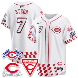 Men's Cincinnati Reds #7 Spencer Steer 2025 Speedway Limited Jersey V2 All Stitched