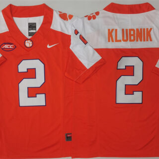 Men's Clemson Tigers #2 Cade Klubnik Orange White F.U.S.E. Stitched Football Jersey