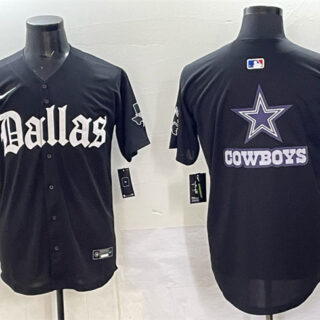 Men's Dallas Cowboys Team Big Logo Black 'Gothic Lone Star Edition' Limited Stitched Baseball Jersey