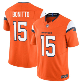 Men's Denver Broncos #15 Nik Bonitto Orange 2025 Draft F.U.S.E. Vapor Limited Stitched Football Jersey