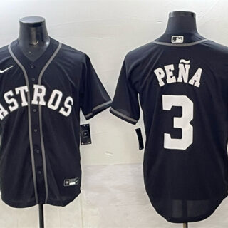 Men's Houston Astros #3 Jeremy Pena Black Lights Out Limited Stitched Baseball Jersey